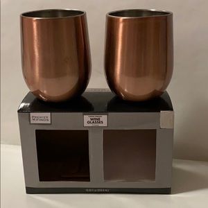 Set 2 Copper Plated Stainless Steel Wine Glasses